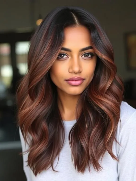 33 Gorgeous Hair Color Ideas for Brown Skin: Stunning Shades to Try Now 30 Rich Mahogany Balayage