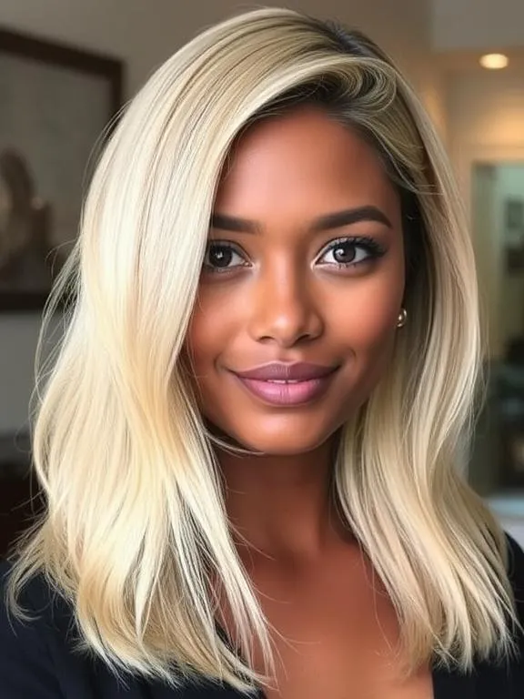 33 Gorgeous Hair Color Ideas for Brown Skin: Stunning Shades to Try Now 31 Champagne Blonde Highlights