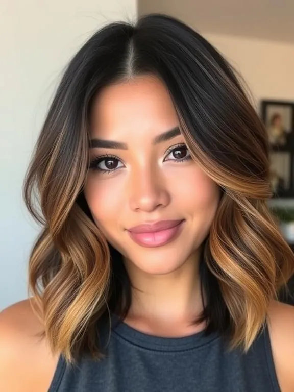 33 Inspiring Black Hair with Brown Highlights Ideas 3 Caramel Balayage