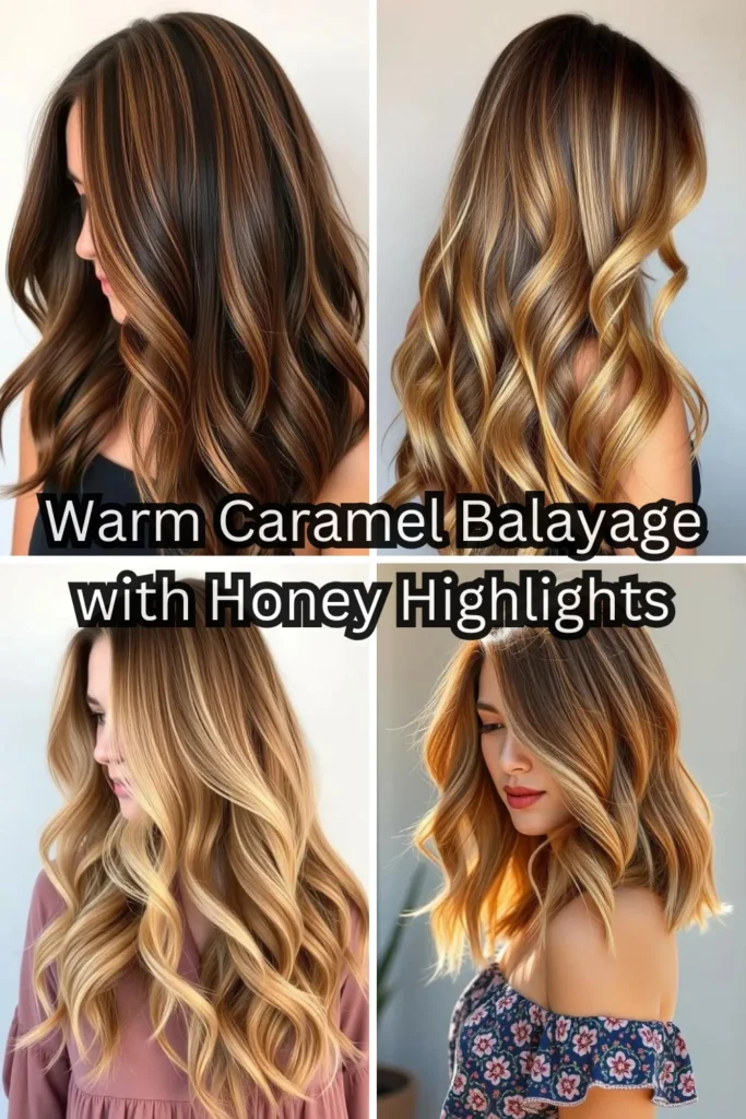 Warm Caramel Balayage with Honey Highlights: 30 Stunning Hairstyle Ideas to Enhance Your Look 32 25 10 4