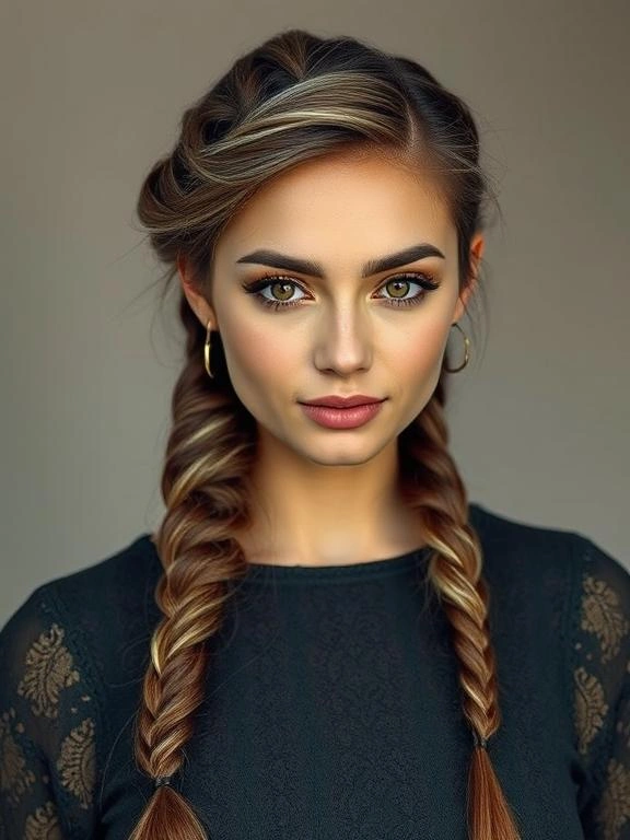 27 Chic Brown Hair with Silver Highlights Ideas for a Fresh and Stylish Look 16 Silver and Brown Braided Hairstyle