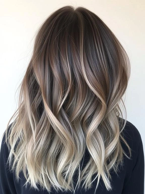 27 Chic Brown Hair with Silver Highlights Ideas for a Fresh and Stylish Look 18 Ash Brown with Silver Gradient
