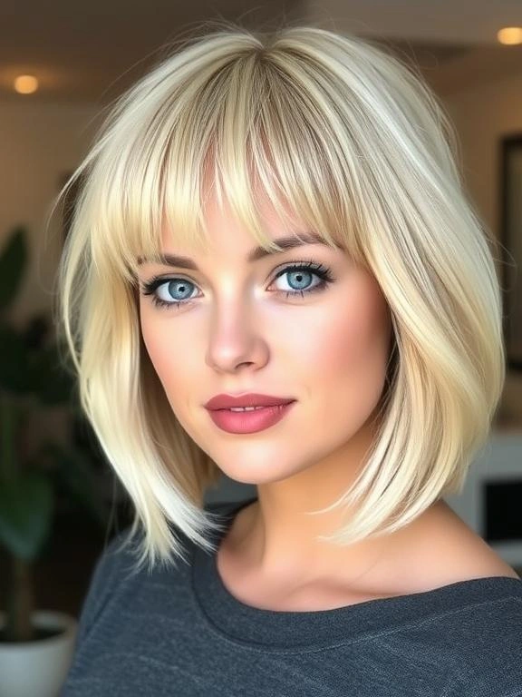 31 Modern Blonde Bob Hairstyles to Elevate Your Look 10 Blonde Bob with Curtain Bangs