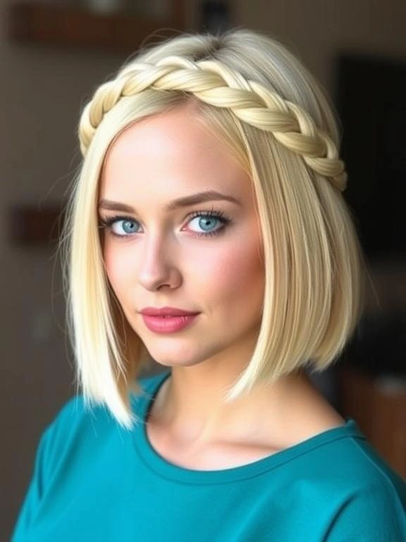 31 Modern Blonde Bob Hairstyles to Elevate Your Look 31 Blonde Bob with Braided Crown