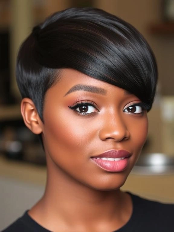 27 Trendy Pixie Hairstyles for Black Women: Hottest Trends to Overhaul Your Style 2 Classic Sleek Pixie Cut
