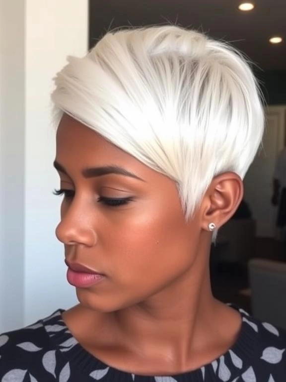 27 Trendy Pixie Hairstyles for Black Women: Hottest Trends to Overhaul Your Style 14 Platinum Blonde Pixie