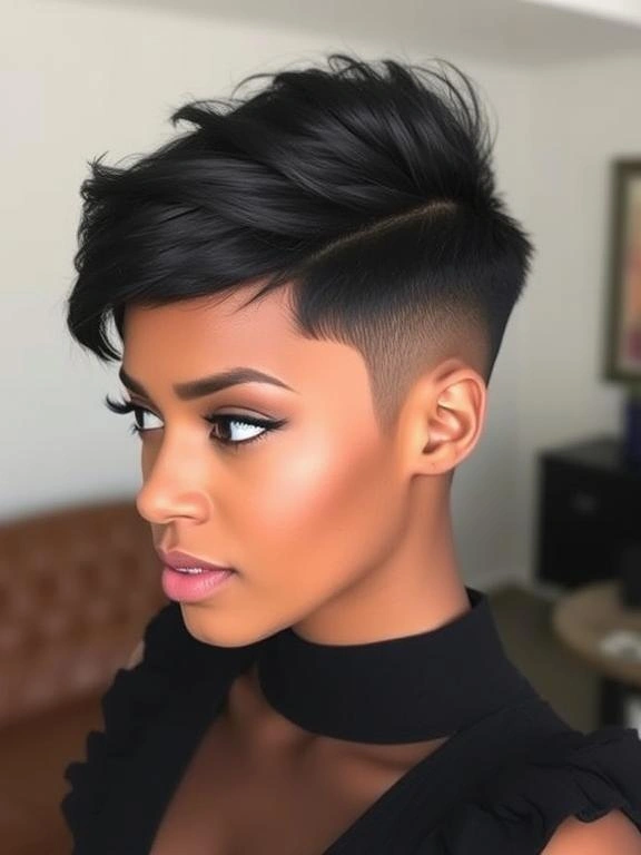 27 Trendy Pixie Hairstyles for Black Women: Hottest Trends to Overhaul Your Style 15 Pixie with Shaved Sides