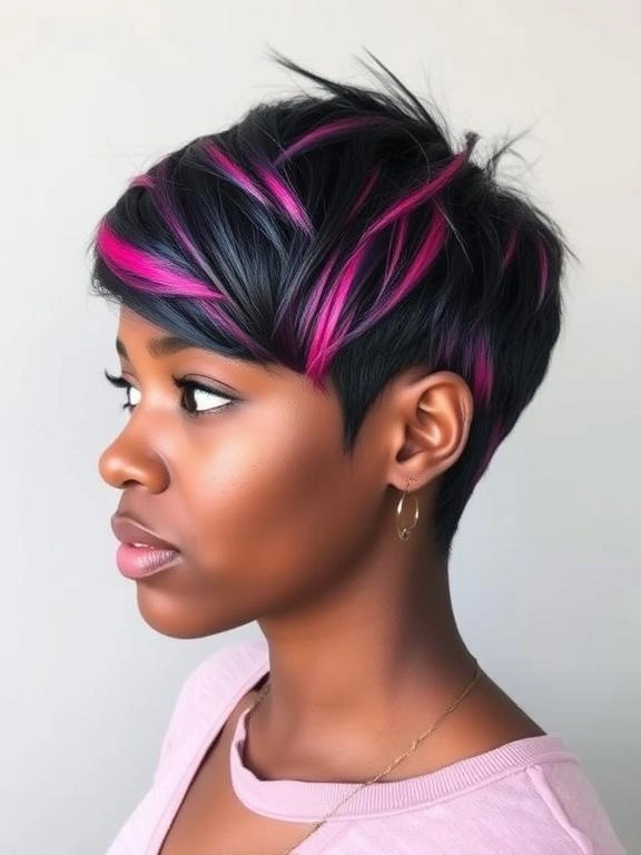 27 Trendy Pixie Hairstyles for Black Women: Hottest Trends to Overhaul Your Style 20 Pixie with Bold Color Streaks