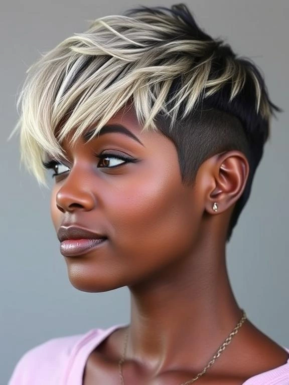 27 Trendy Pixie Hairstyles for Black Women: Hottest Trends to Overhaul Your Style 27 Choppy Pixie with Highlights