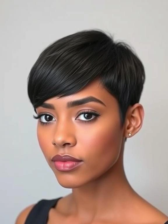 27 Trendy Pixie Hairstyles for Black Women: Hottest Trends to Overhaul Your Style 5 Sleek Pixie with Baby Bangs