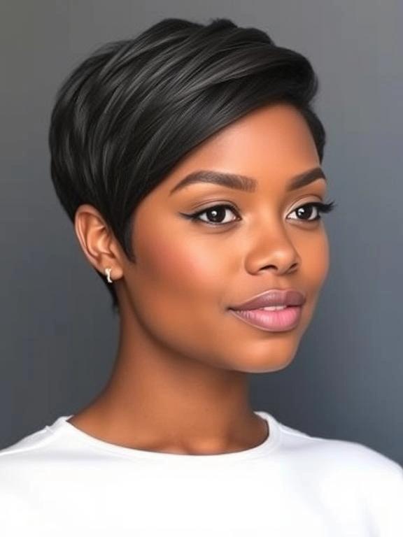 27 Trendy Pixie Hairstyles for Black Women: Hottest Trends to Overhaul Your Style 7 Polished Pixie with Side-Swept Bangs
