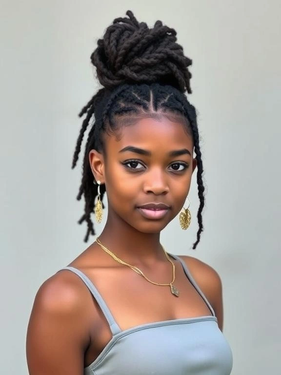 25 Best Picture Day Hairstyles for Black Teenage Girls That Stay Perfect All Day 11 Faux Locs Bun