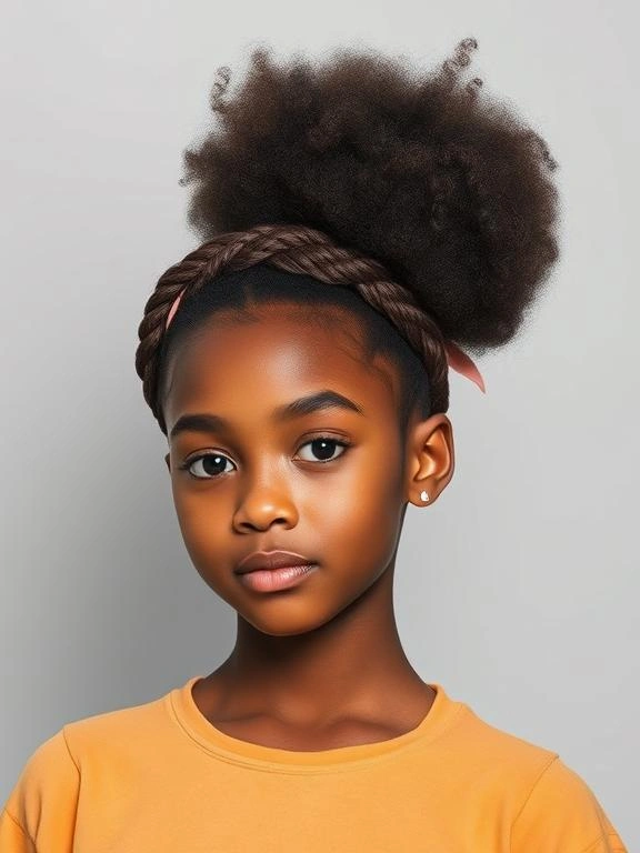 25 Best Picture Day Hairstyles for Black Teenage Girls That Stay Perfect All Day 24 Crown Twist with Puff