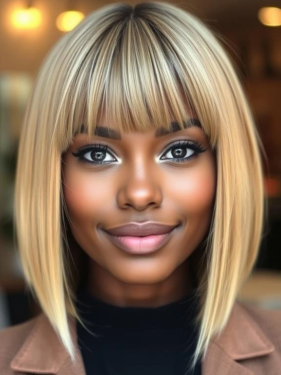 25 Bob with Bangs Hairstyles for Black Women: Modern and Stylish Options 11 BG10 1