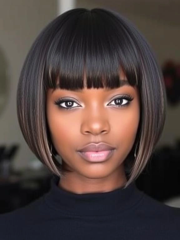 25 Bob with Bangs Hairstyles for Black Women: Modern and Stylish Options 13 BG12 1