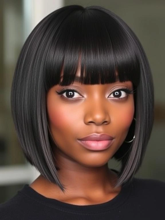 25 Bob with Bangs Hairstyles for Black Women: Modern and Stylish Options 20 BG19 1