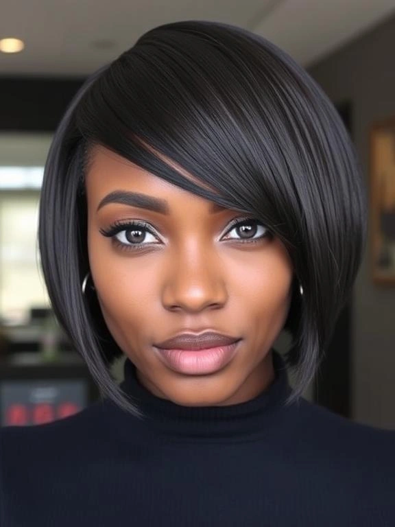 25 Bob with Bangs Hairstyles for Black Women: Modern and Stylish Options 24 BG23