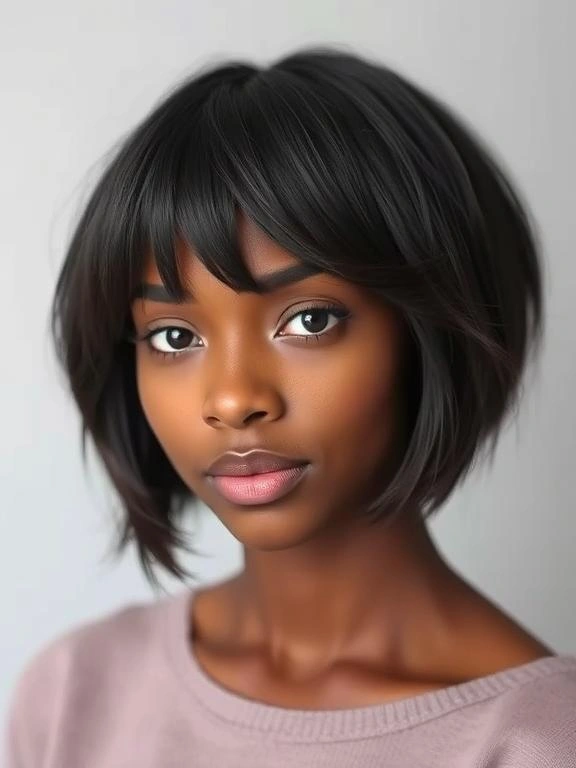 25 Bob with Bangs Hairstyles for Black Women: Modern and Stylish Options 25 BG24