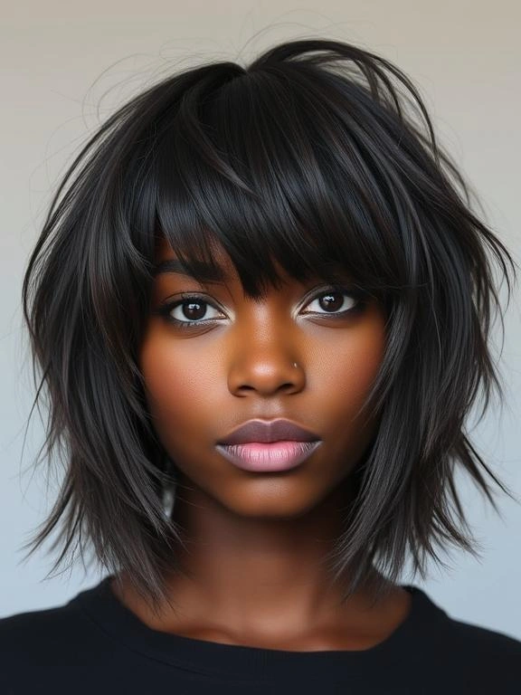 25 Bob with Bangs Hairstyles for Black Women: Modern and Stylish Options 10 BG9 1