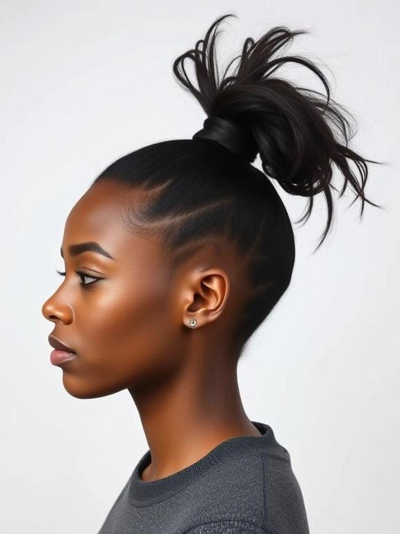 24 Stunning Shaved Sides with Ponytail Hairstyles for Black Women: Bold and Chic Ideas to Try 6 BH5