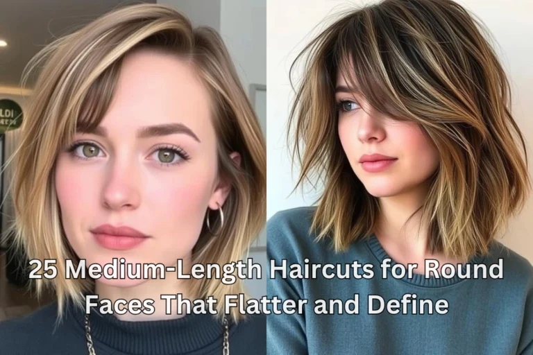 25 Medium-Length Haircuts for Round Faces That Flatter and Define 25 25 Medium-Length Haircuts for Round Faces That Flatter and Define
