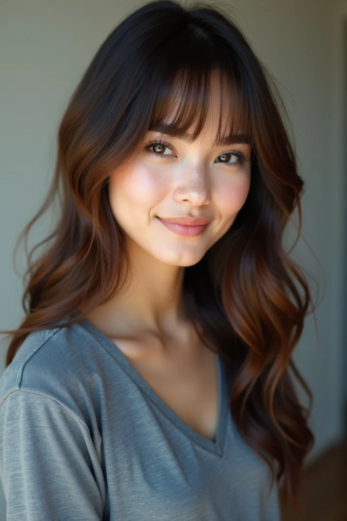 20 Bottleneck Bangs Long Hair Styles 18 DE17