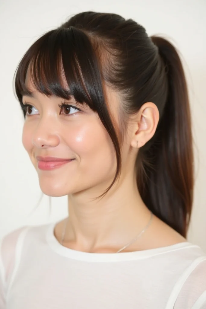 20 Bottleneck Bangs Long Hair Styles 9 DE8