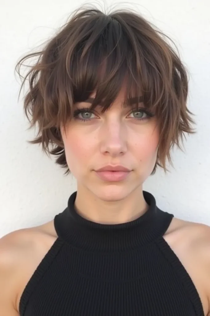 20 Unique Short Hairstyles for Thin Hair: Fresh & Flattering Looks 16 Flux Dev 15 Choppy Fringe with Short CropAlt Text Short crop w 0