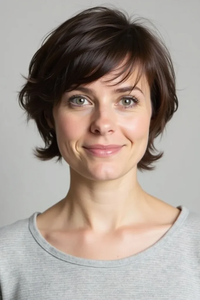 20 Unique Short Hairstyles for Thin Hair: Fresh & Flattering Looks 7 Flux Dev 6 Rounded Bowl Cut with TextureAlt Text Textured roun 3