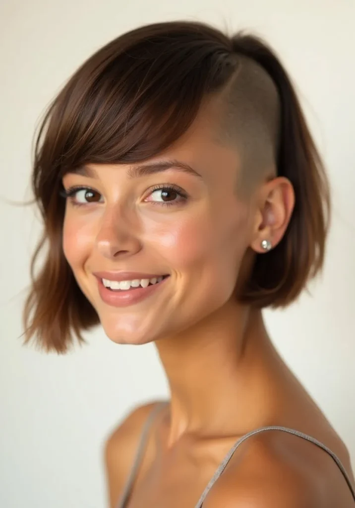 20 Unique Short Hairstyles for Thin Hair: Fresh & Flattering Looks 6 Flux Dev A young woman with a stunning ALine Bob hairstyle fea 2