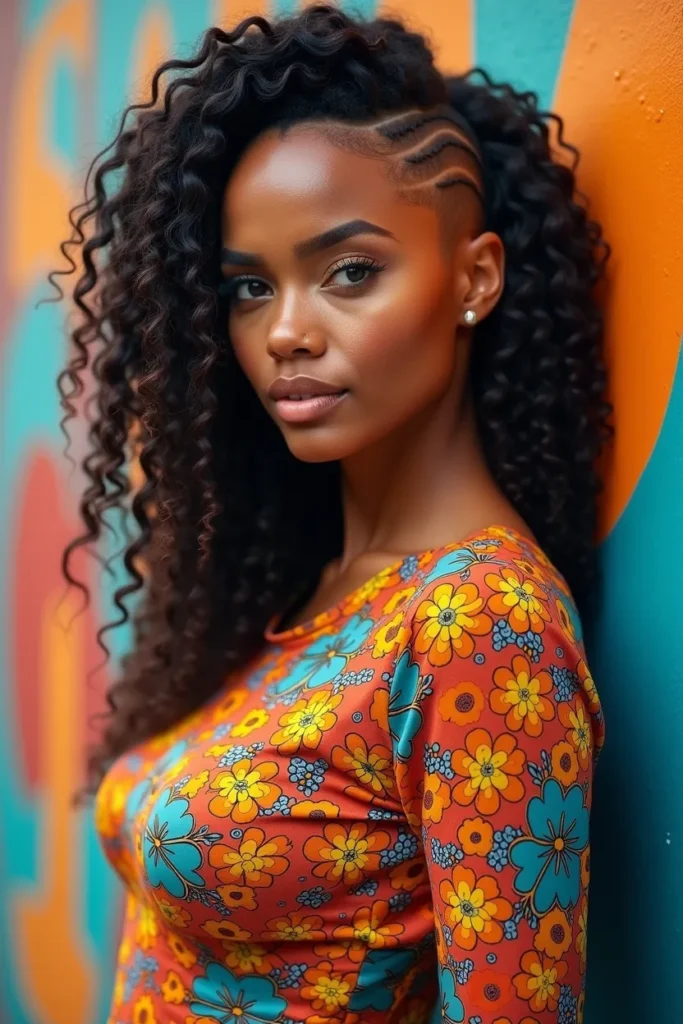 19 Long Curly Hair with Undercut Hairstyles for Women 16 QL15