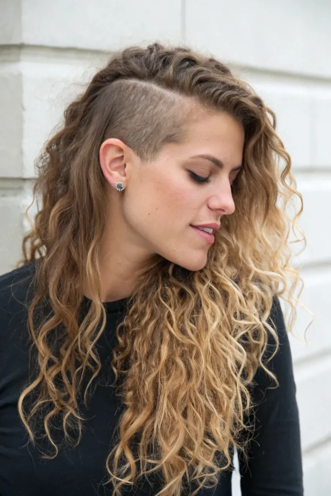 19 Long Curly Hair with Undercut Hairstyles for Women 18 QL17
