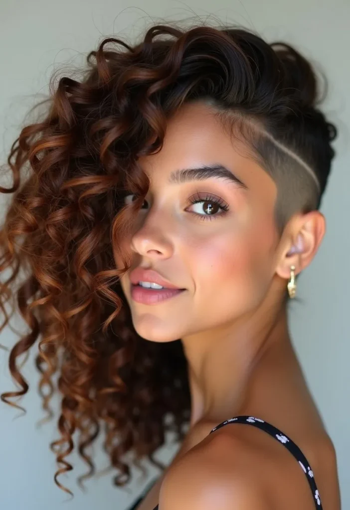 19 Long Curly Hair with Undercut Hairstyles for Women 8 QL7