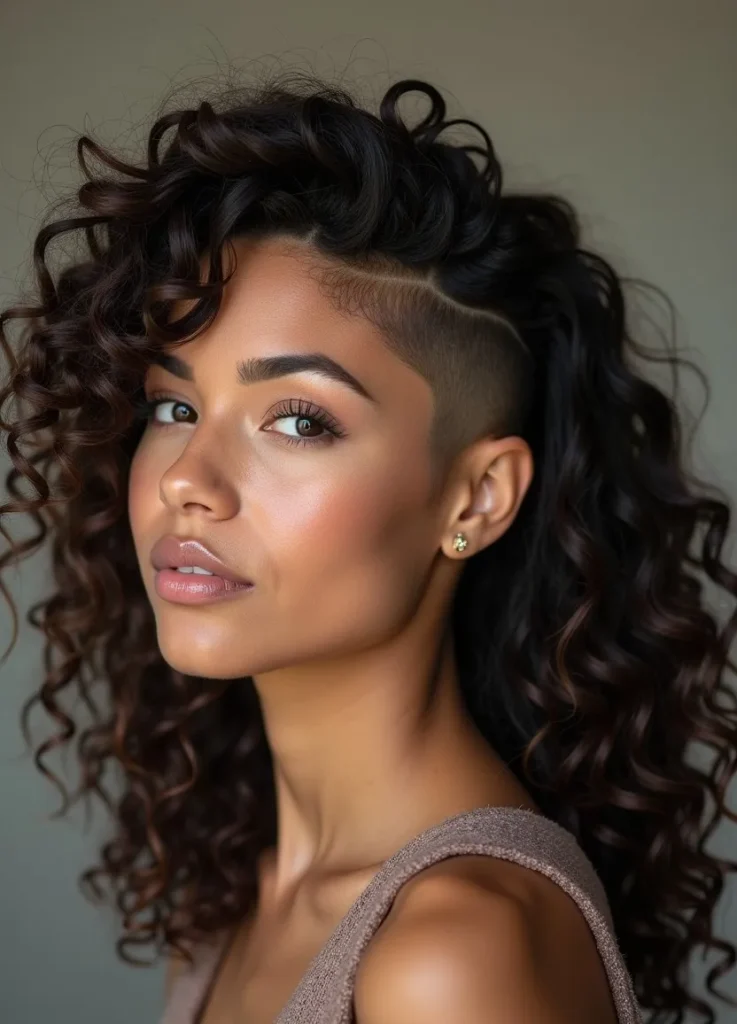 19 Long Curly Hair with Undercut Hairstyles for Women 9 QL8