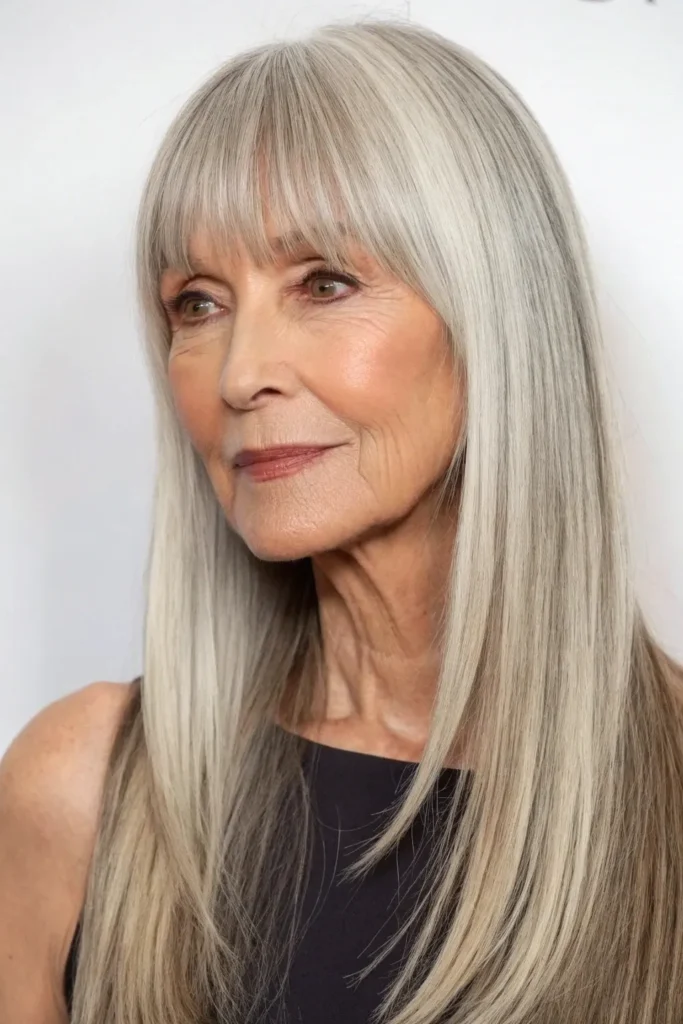 19 Hairstyles with Bangs for Older Women with Long Hair 14 OW13