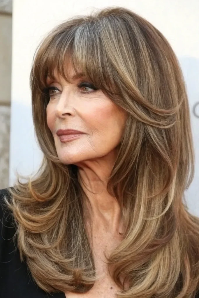 19 Hairstyles with Bangs for Older Women with Long Hair 15 OW14