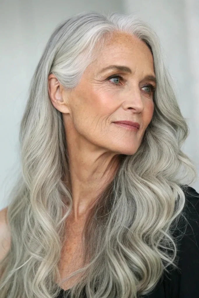 19 Hairstyles with Bangs for Older Women with Long Hair 18 OW17
