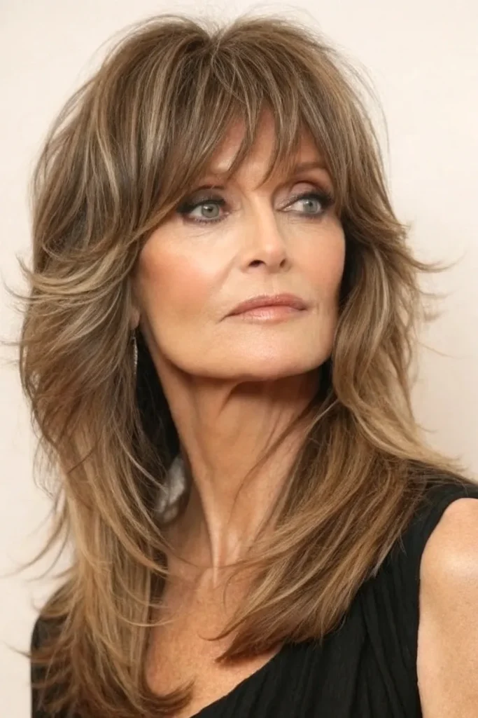 19 Hairstyles with Bangs for Older Women with Long Hair 5 OW4