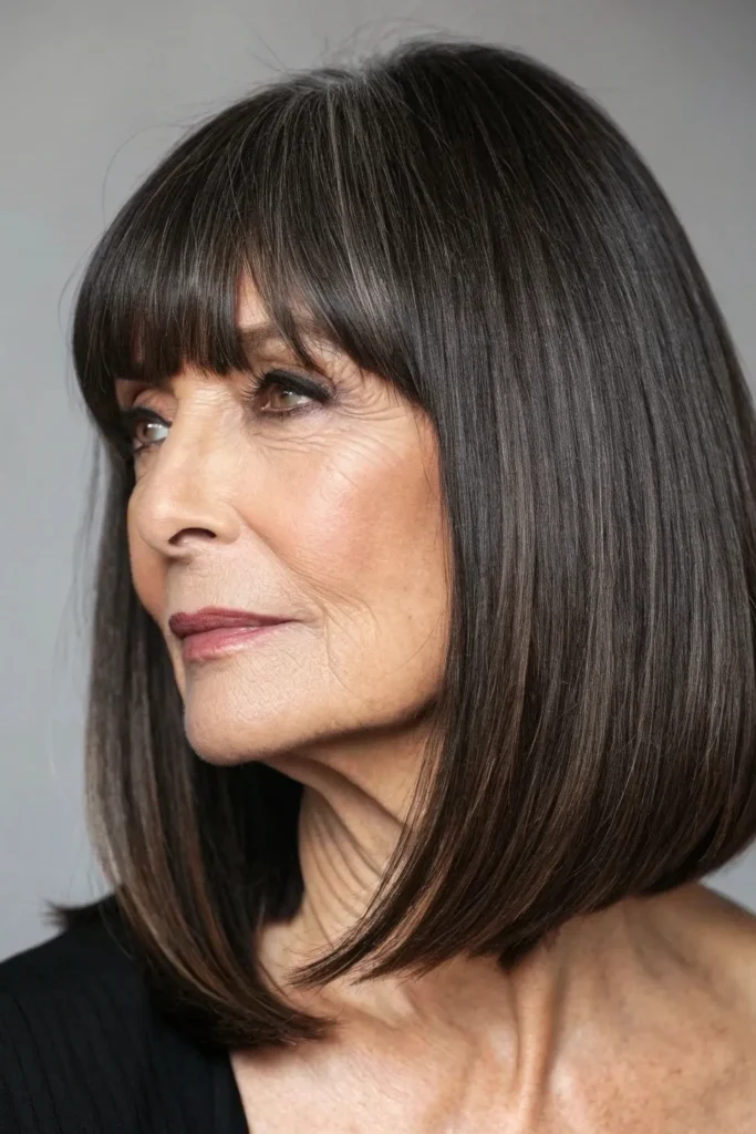 19 Hairstyles with Bangs for Older Women with Long Hair 6 OW5
