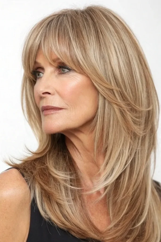 19 Hairstyles with Bangs for Older Women with Long Hair 7 OW6