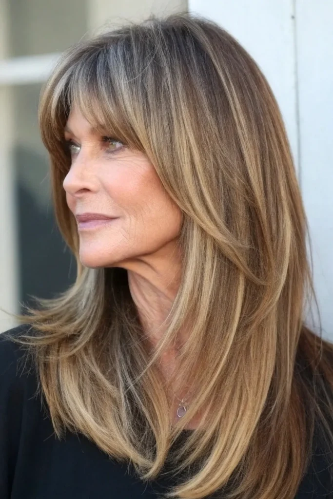 19 Hairstyles with Bangs for Older Women with Long Hair 10 OW9