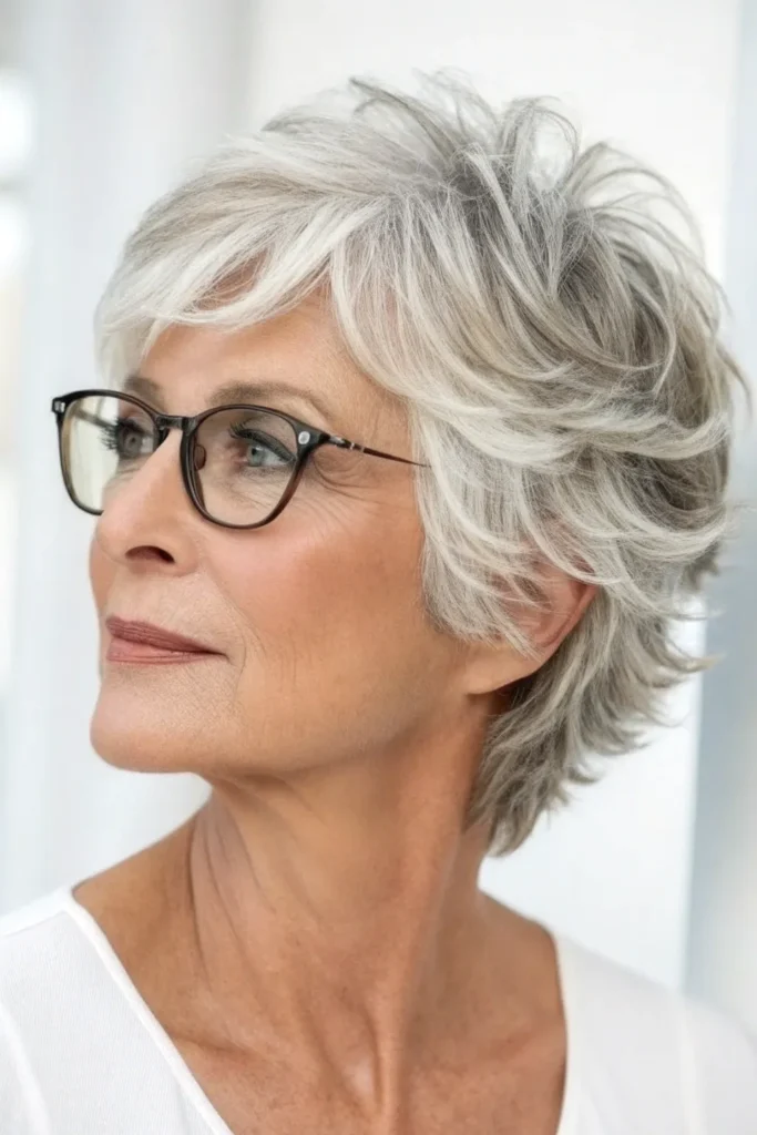 14 Chic Short Hairstyles For Women Over 50 That Look Great With Glasses 12 BC11
