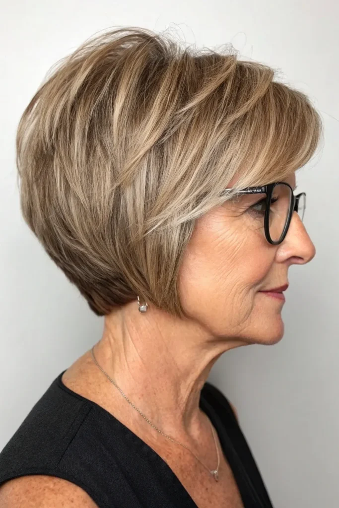 14 Chic Short Hairstyles For Women Over 50 That Look Great With Glasses 15 BC14