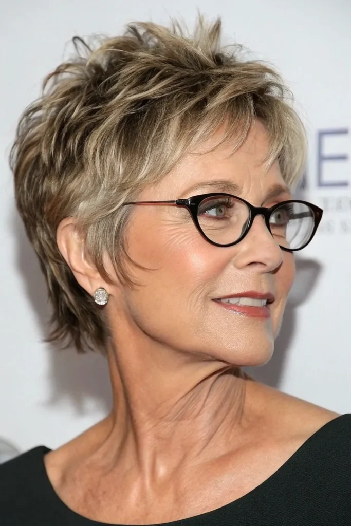 14 Chic Short Hairstyles For Women Over 50 That Look Great With Glasses 7 BC6