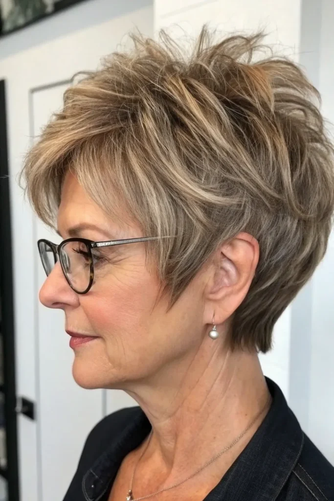 14 Chic Short Hairstyles For Women Over 50 That Look Great With Glasses 9 BC8