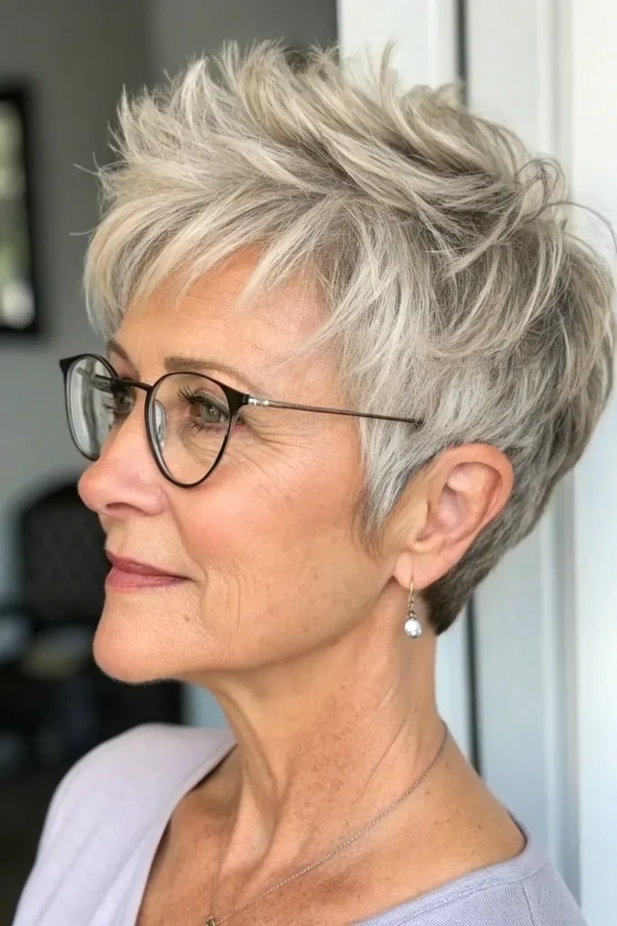 14 Chic Short Hairstyles For Women Over 50 That Look Great With Glasses 10 BC9
