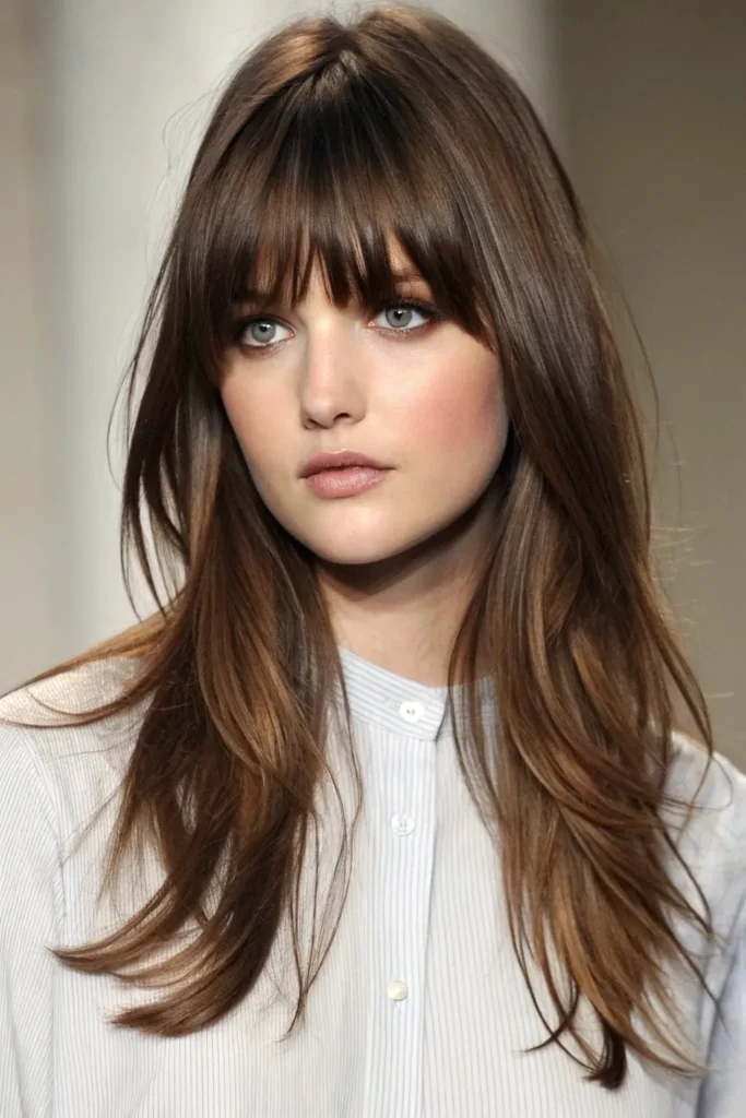 16 Butterfly Haircuts with Bangs for Long Hair and Round Faces 12 CB11