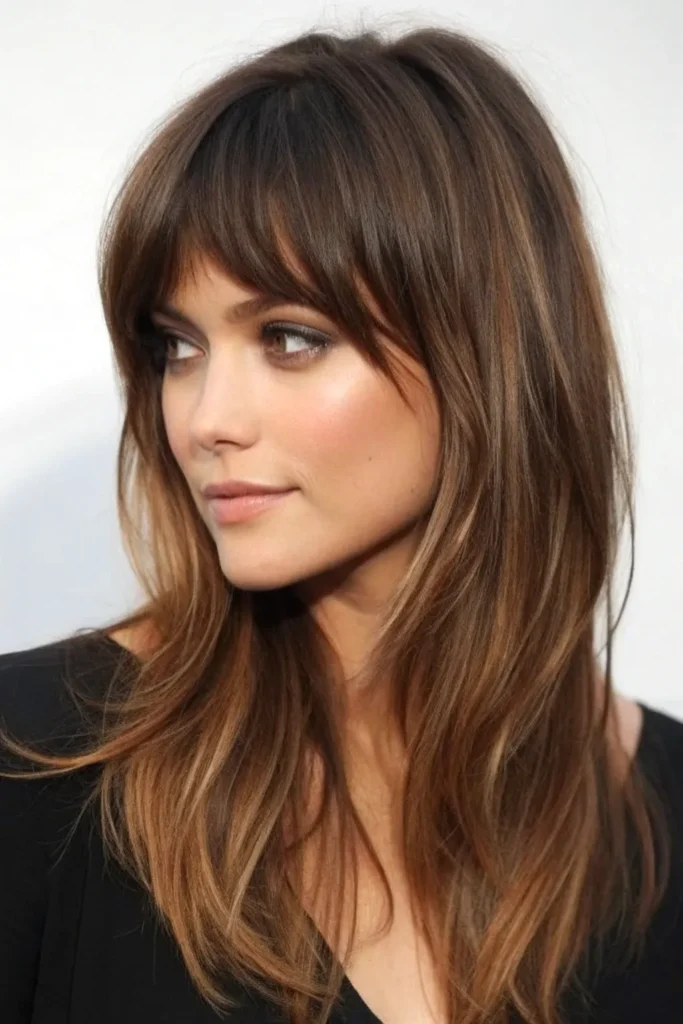 16 Butterfly Haircuts with Bangs for Long Hair and Round Faces 13 CB12