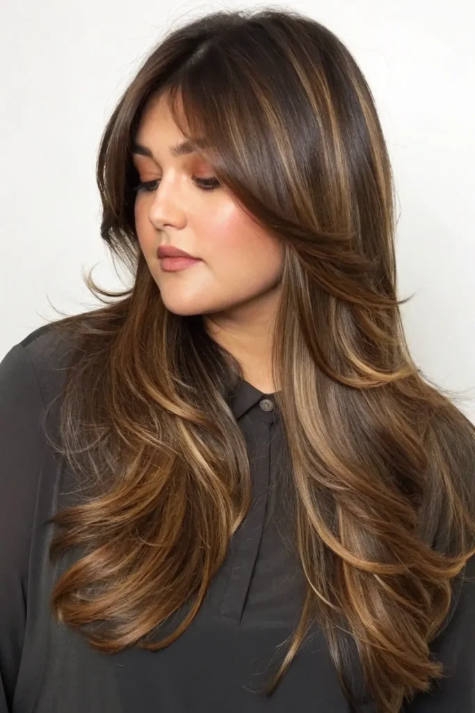 16 Butterfly Haircuts with Bangs for Long Hair and Round Faces 17 CB16