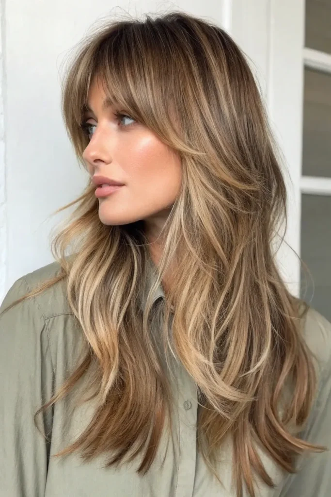 16 Butterfly Haircuts with Bangs for Long Hair and Round Faces 4 CB3